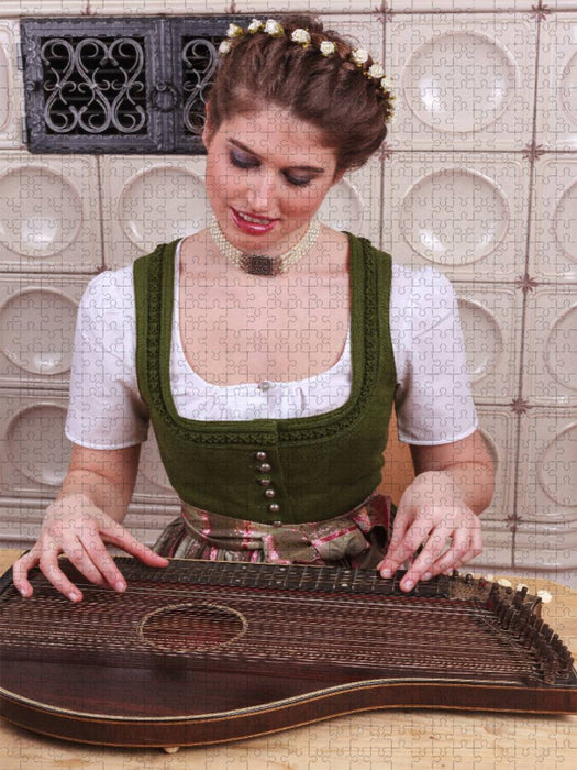 Frau mit Zither - CALVENDO Foto-Puzzle'