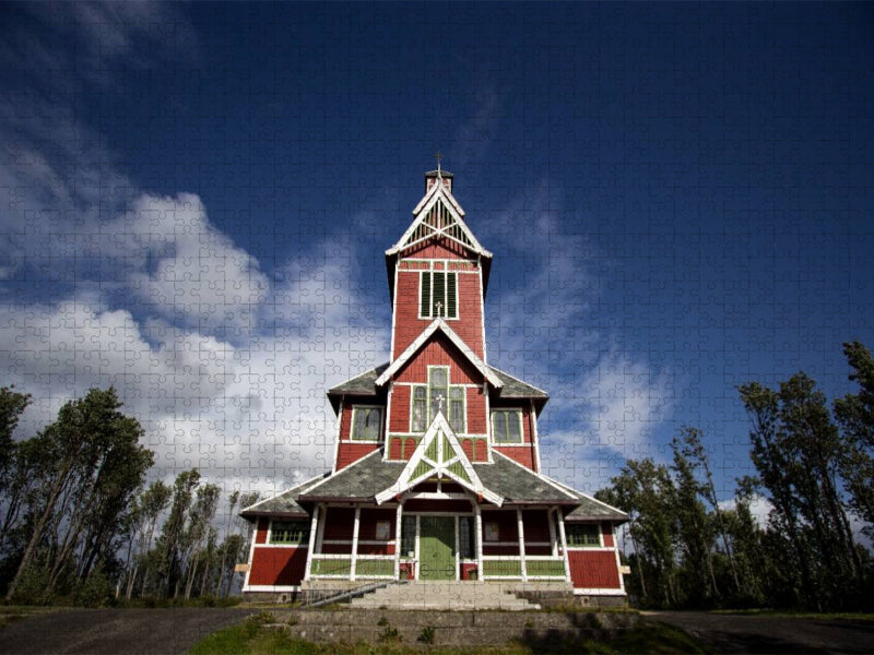 Kirche bei Leknes - CALVENDO Foto-Puzzle'