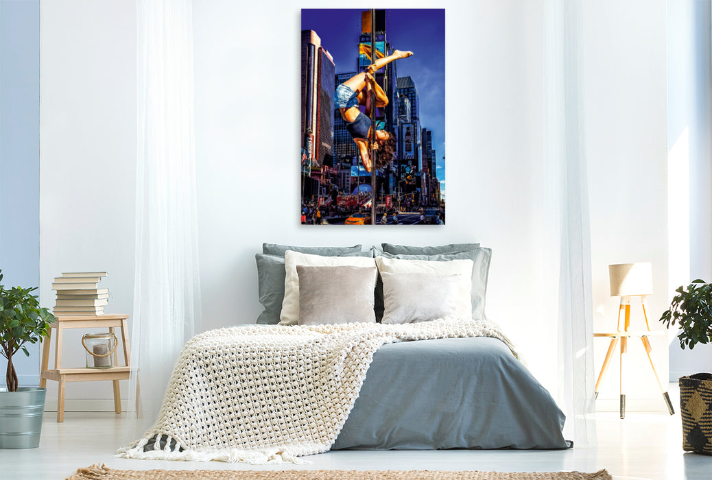 Premium Textil-Leinwand Premium Textil-Leinwand 80 cm x 120 cm  hoch Ein Motiv aus dem Kalender Poledance on the Streets of New York