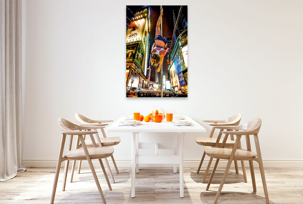 Premium Textil-Leinwand Premium Textil-Leinwand 80 cm x 120 cm  hoch Ein Motiv aus dem Kalender Poledance on the Streets of New York