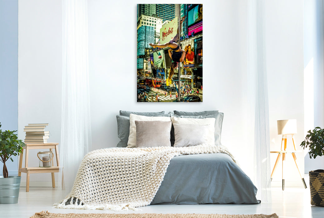 Premium Textil-Leinwand Premium Textil-Leinwand 80 cm x 120 cm  hoch Ein Motiv aus dem Kalender Poledance on the Streets of New York