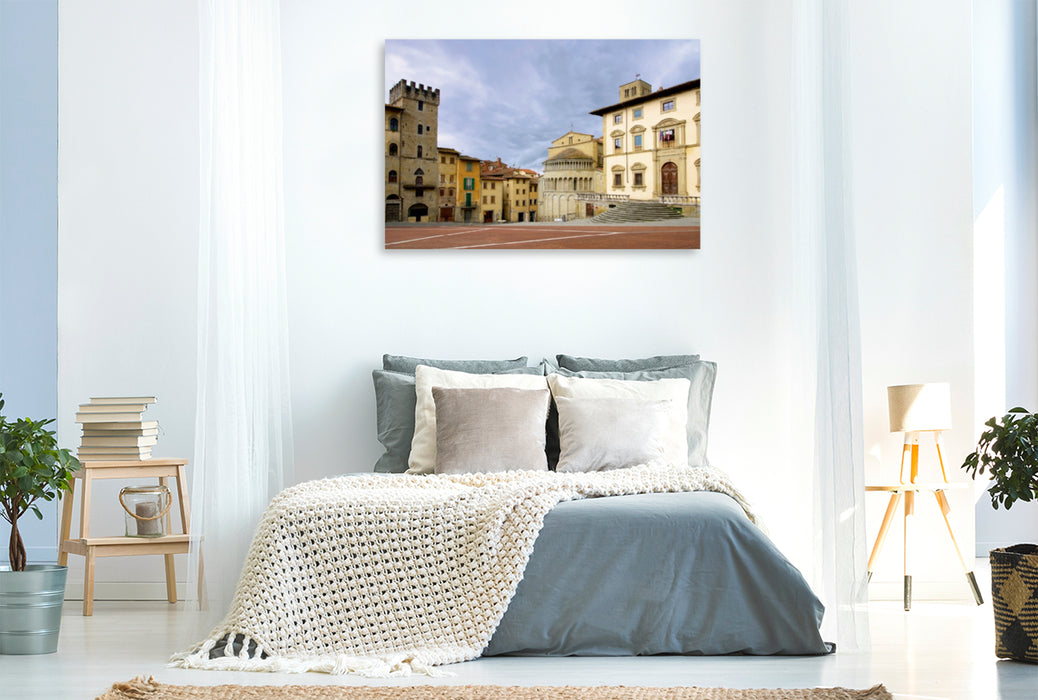 Premium Textil-Leinwand Premium Textil-Leinwand 120 cm x 80 cm quer Piazza Grande in Arezzo
