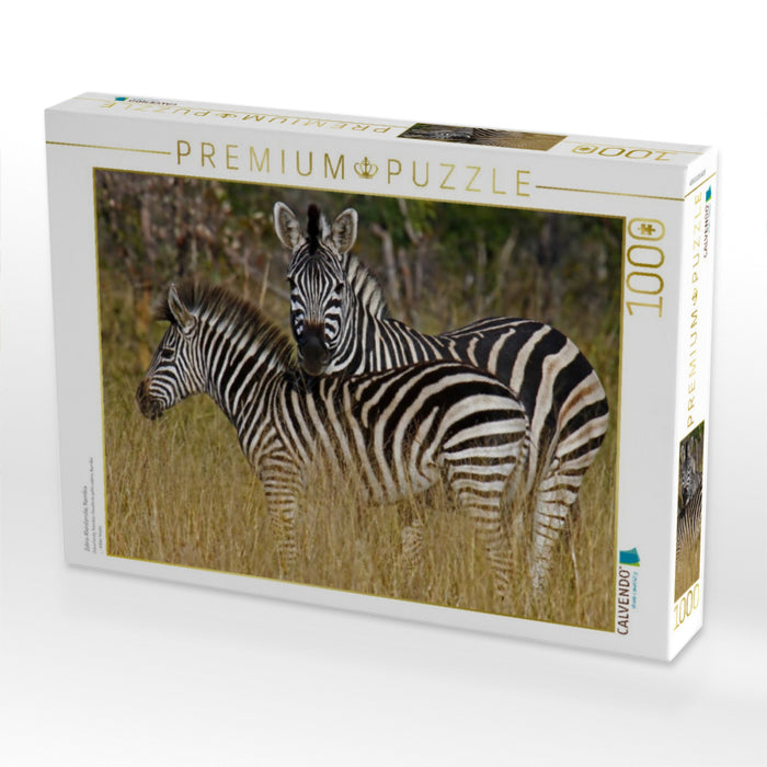 Zebra-Kleinfamilie, Namibia - CALVENDO Foto-Puzzle'