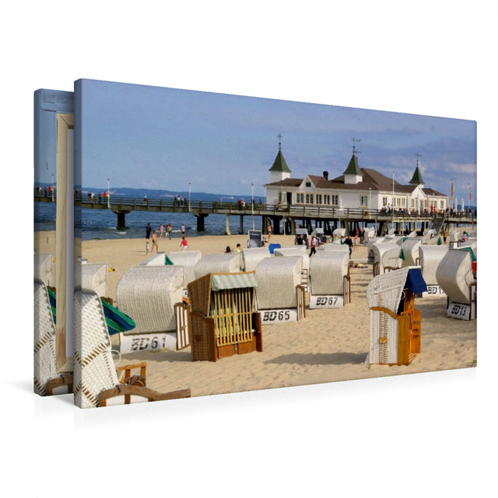 Premium Textil-Leinwand Seebrücke in Ahlbeck