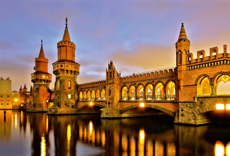Premium Textil-Leinwand Oberbaumbrücke in Berlin