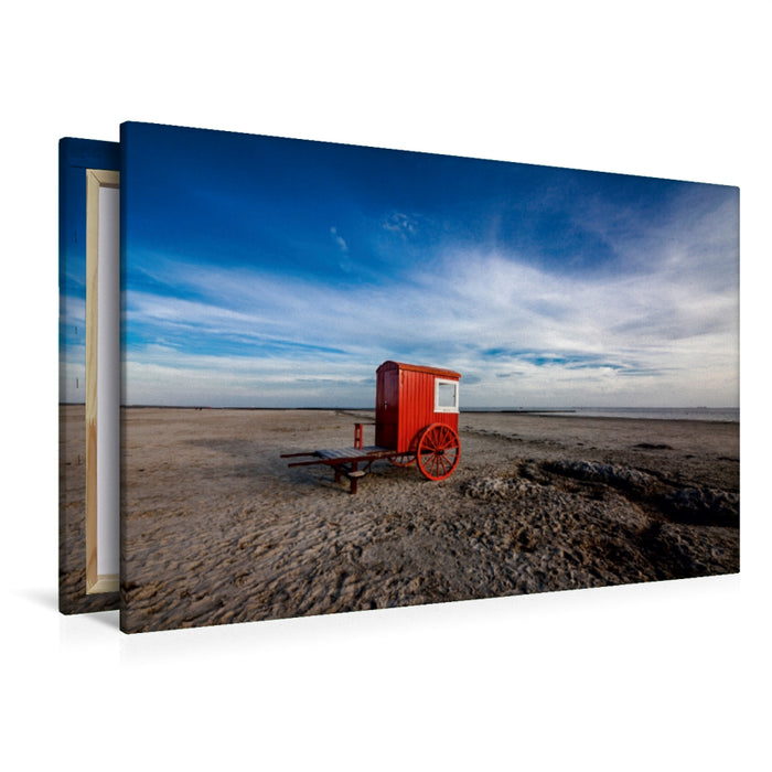 Premium Textil-Leinwand Borkum - Strandkarren
