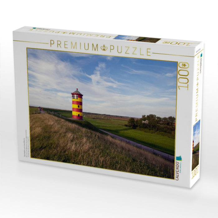 Deichblick zum Leuchtturm - CALVENDO Foto-Puzzle'
