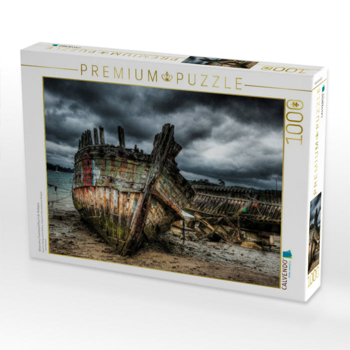 Wrack eines Fischereischiffes in der Bretagne - CALVENDO Foto-Puzzle'