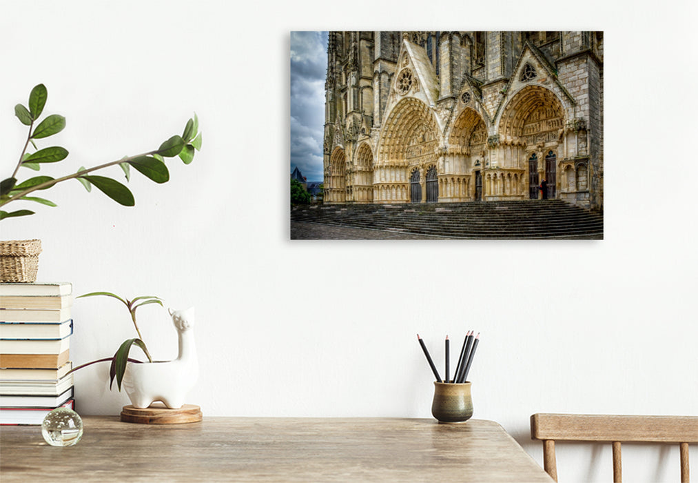 Premium Textil-Leinwand Premium Textil-Leinwand 120 cm x 80 cm quer Cher: Die Katedral von Bourges