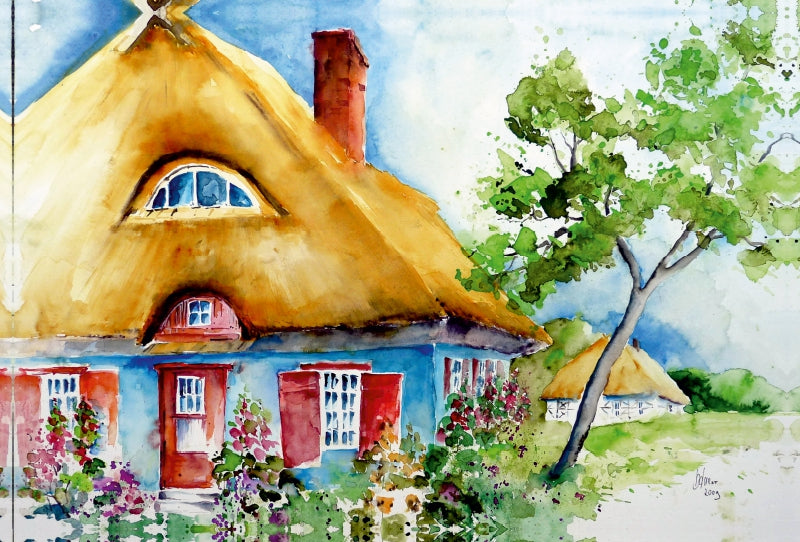 Premium Textil-Leinwand Haus in Ahrenshoop