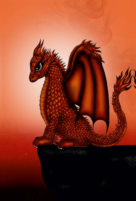Premium Textil-Leinwand Feuer Drache