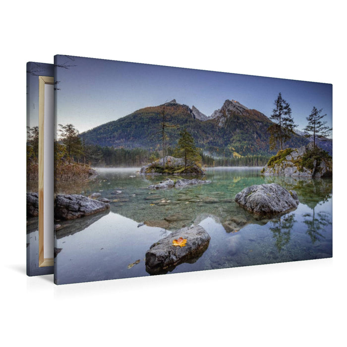 Premium Textil-Leinwand Hintersee zum Sonnenaufgang (Berchtesgadener Land)