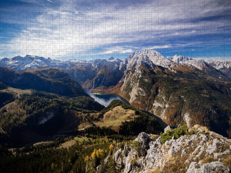Blick vom Jenner auf Königssee und Watzmann im Berchtesgadener Land - CALVENDO Foto-Puzzle'