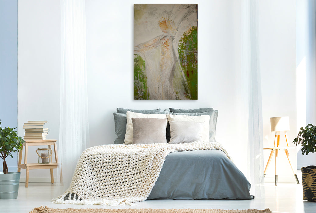 Premium Textil-Leinwand Premium Textil-Leinwand 80 cm x 120 cm  hoch Ein Motiv aus dem Kalender Farbenfrohe Engel
