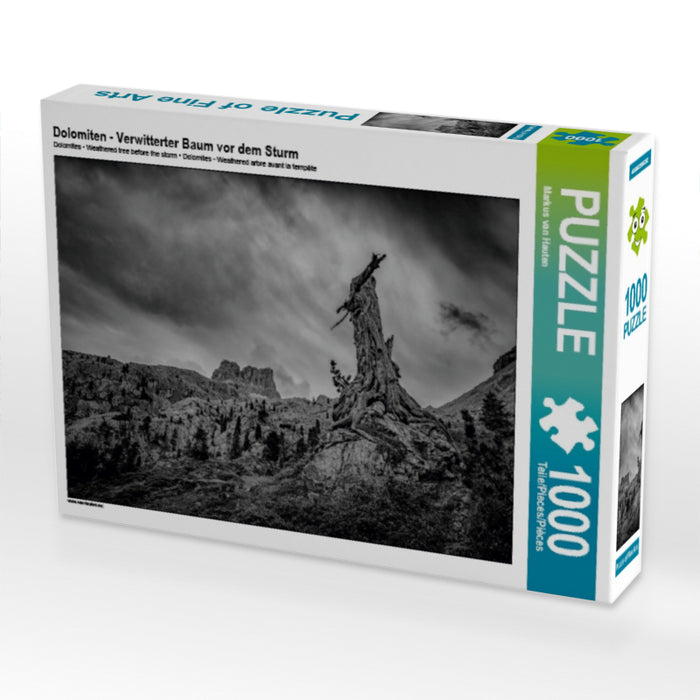 Dolomiten - Verwitterter Baum vor dem Sturm 1000 Teile Puzzle quer - CALVENDO Foto-Puzzle'