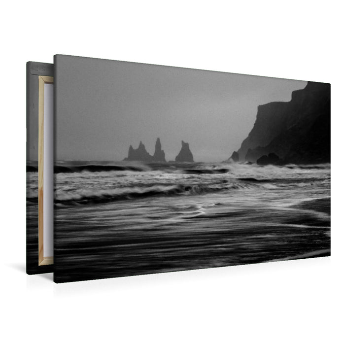 Premium Textil-Leinwand Island, Schwrzer Strand von Vik