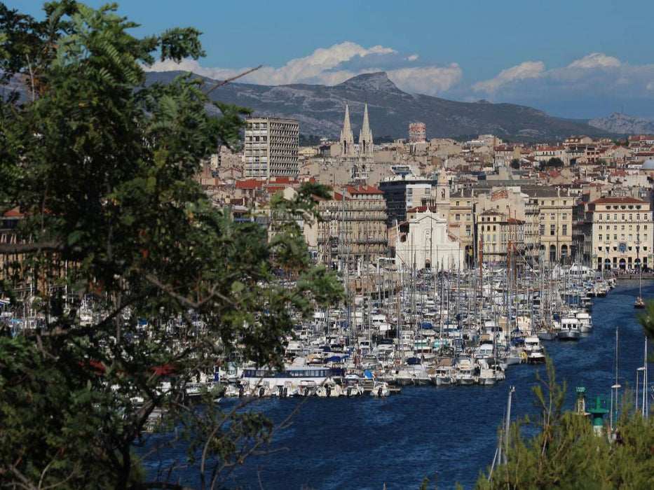Blick vom Jardin du Pharo in Marseille auf den Vieux Port - CALVENDO Foto-Puzzle'