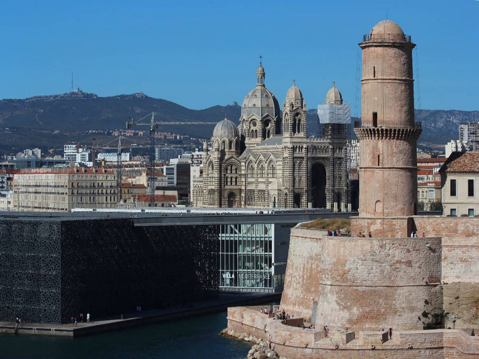 Das MuCEM, die Kathedrale de la Major und Fort Saint Jean in Marseille - CALVENDO Foto-Puzzle'