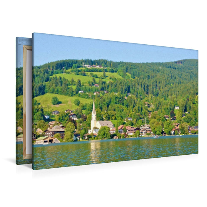 Premium Textil-Leinwand Kirche in Schliersee