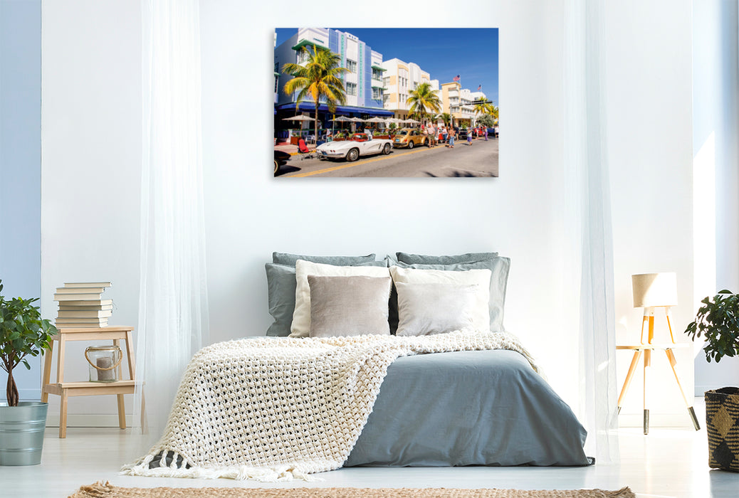 Toile textile premium Toile textile premium 120 cm x 80 cm paysage Un motif du calendrier de Miami South Beach 