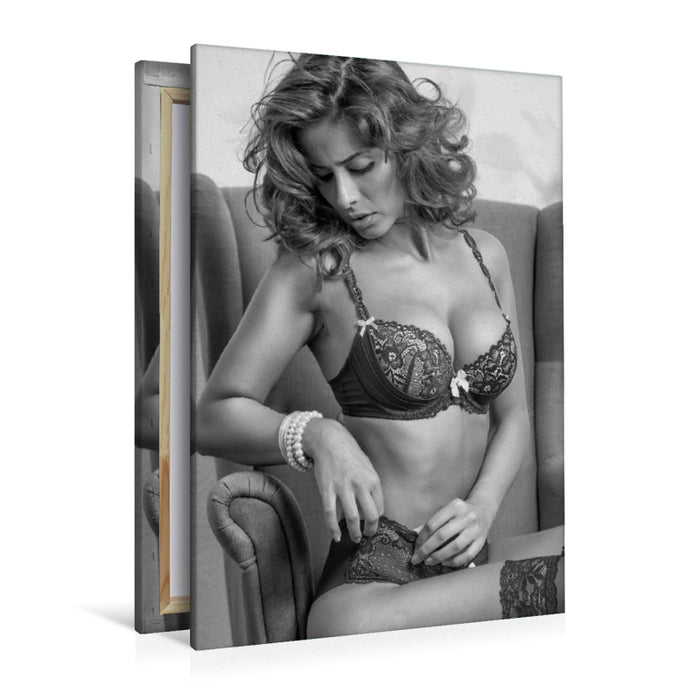 Premium Textil-Leinwand Premium Textil-Leinwand 80 cm x 120 cm  hoch Ein Motiv aus dem Kalender NILU LINGERIE 2018