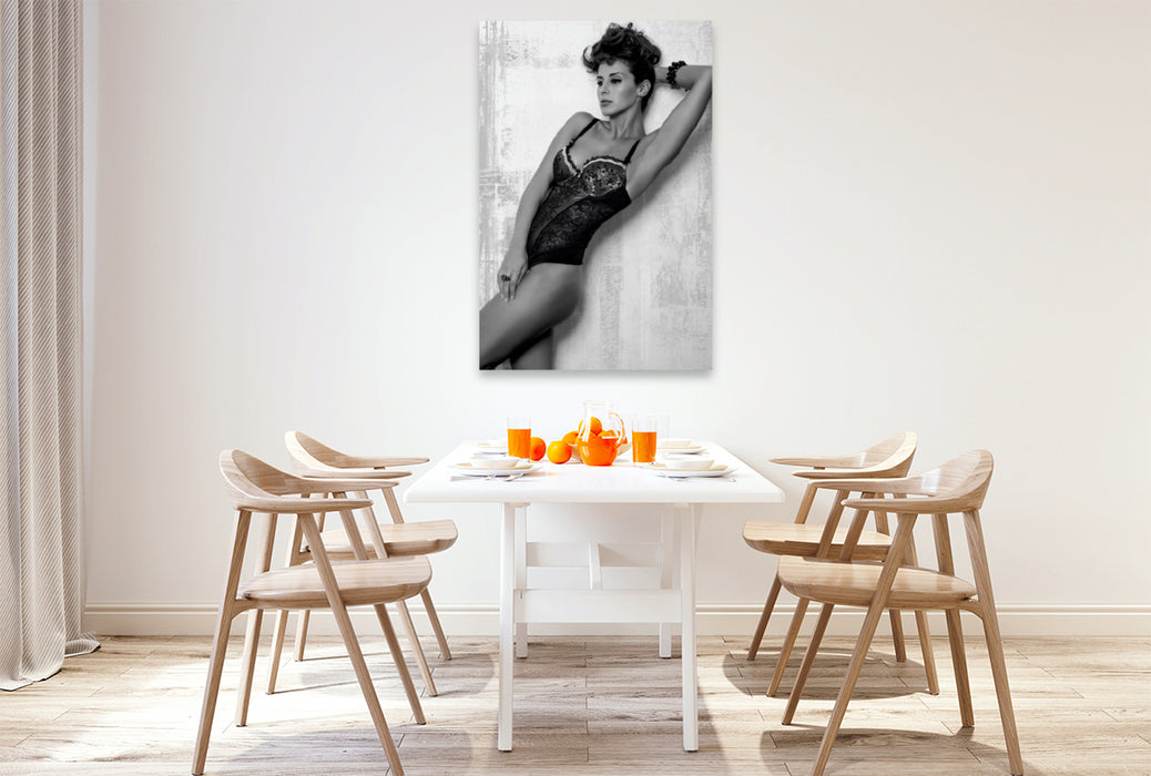Premium Textil-Leinwand Premium Textil-Leinwand 80 cm x 120 cm  hoch Ein Motiv aus dem Kalender NILU LINGERIE 2018