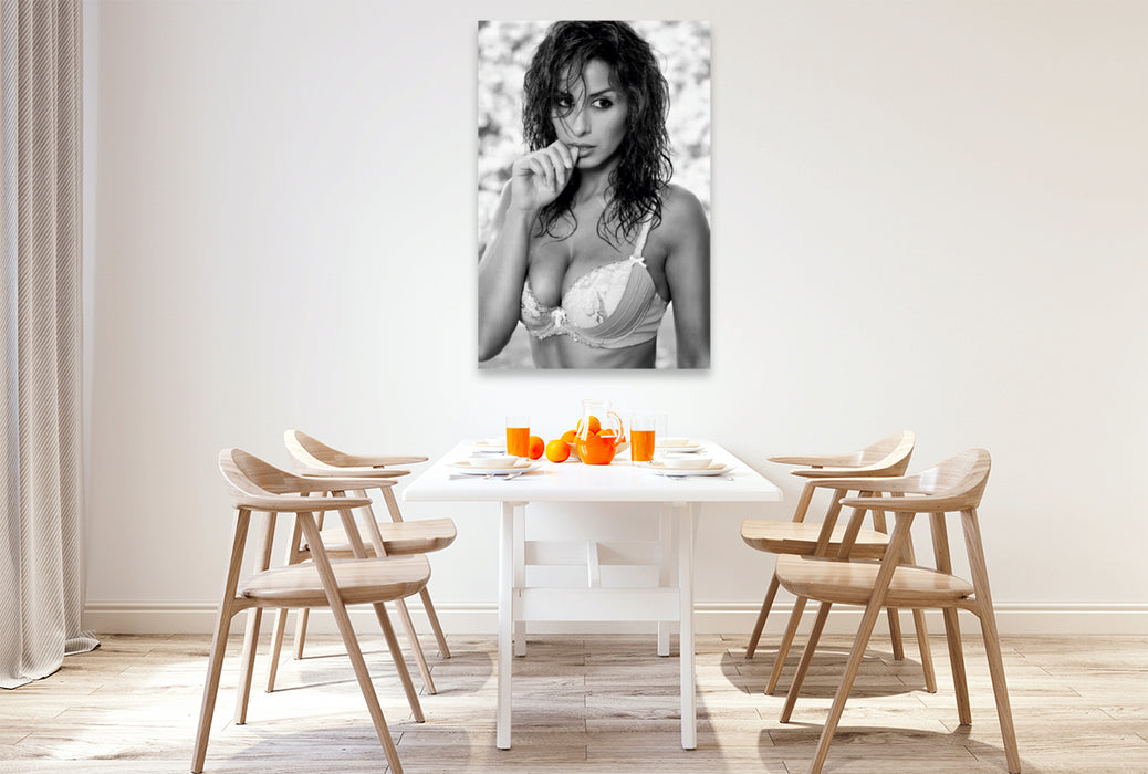 Premium Textil-Leinwand Premium Textil-Leinwand 80 cm x 120 cm  hoch Ein Motiv aus dem Kalender NILU LINGERIE 2018