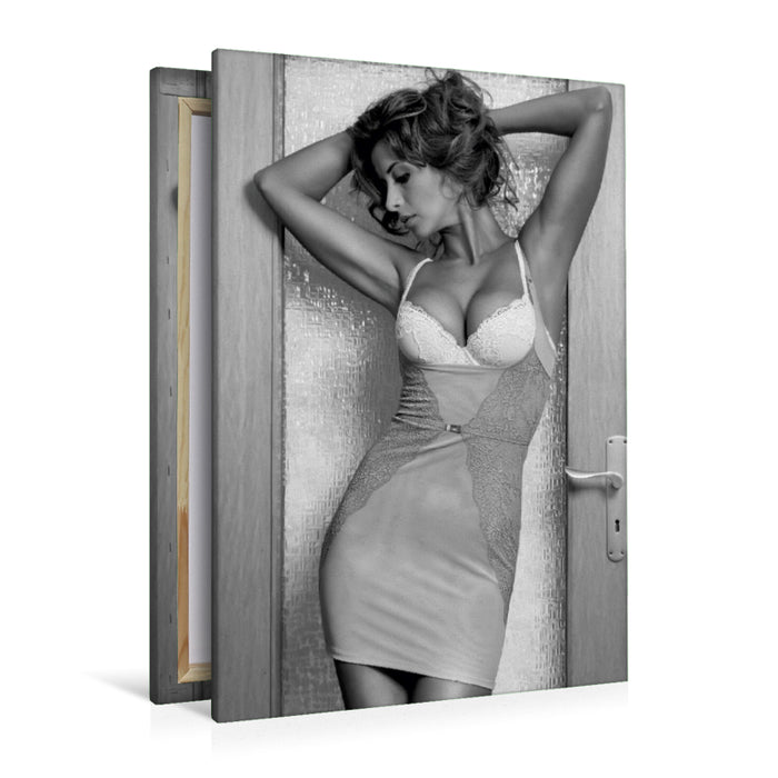 Premium Textil-Leinwand Premium Textil-Leinwand 80 cm x 120 cm  hoch Ein Motiv aus dem Kalender NILU LINGERIE 2018