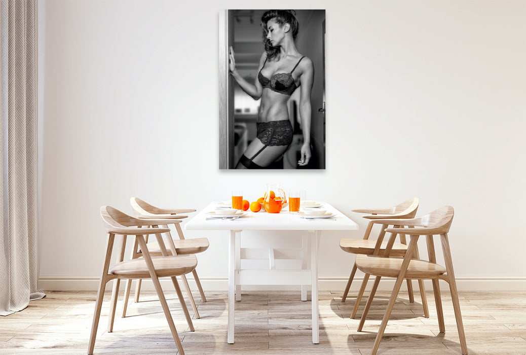 Premium Textil-Leinwand Premium Textil-Leinwand 80 cm x 120 cm  hoch Ein Motiv aus dem Kalender NILU LINGERIE 2018
