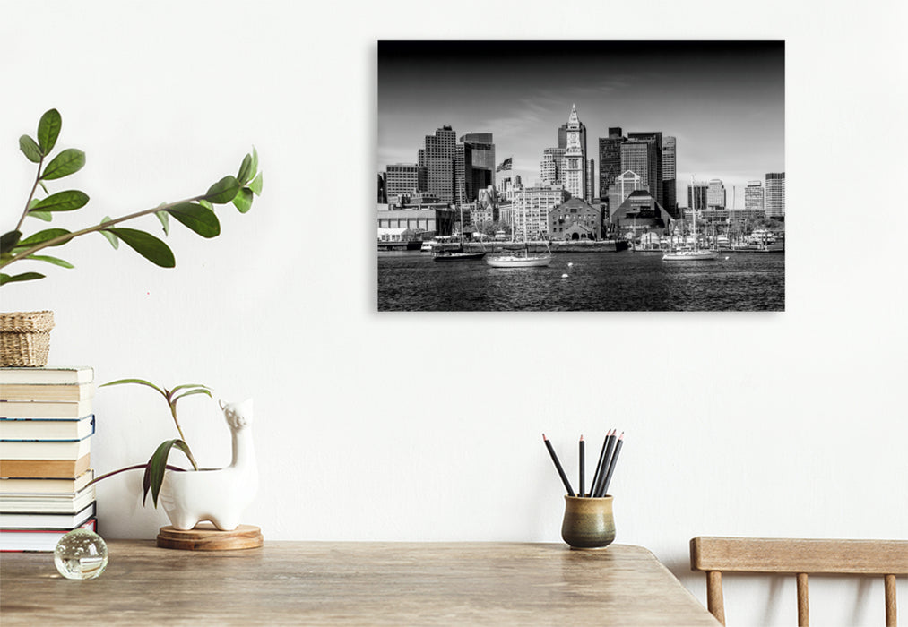 Premium Textil-Leinwand Premium Textil-Leinwand 120 cm x 80 cm quer BOSTON Skyline North End und Financial District