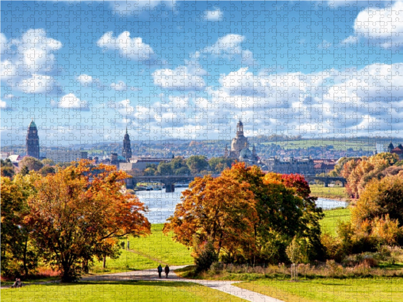Blick von Waldschlösschenbrücke 1000 Teile Puzzle quer - CALVENDO Foto-Puzzle'