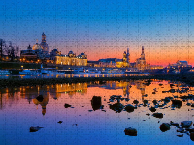 Dresden am Abend - CALVENDO Foto-Puzzle'