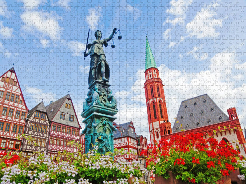 Gerechtigkeitsbrunnen auf dem Römerberg, Frankfurt am Main, Deutschland - CALVENDO Foto-Puzzle'