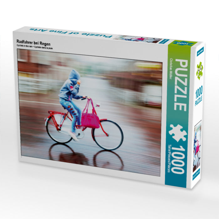 Radfahrer bei Regen 1000 Teile Puzzle quer - CALVENDO Foto-Puzzle'