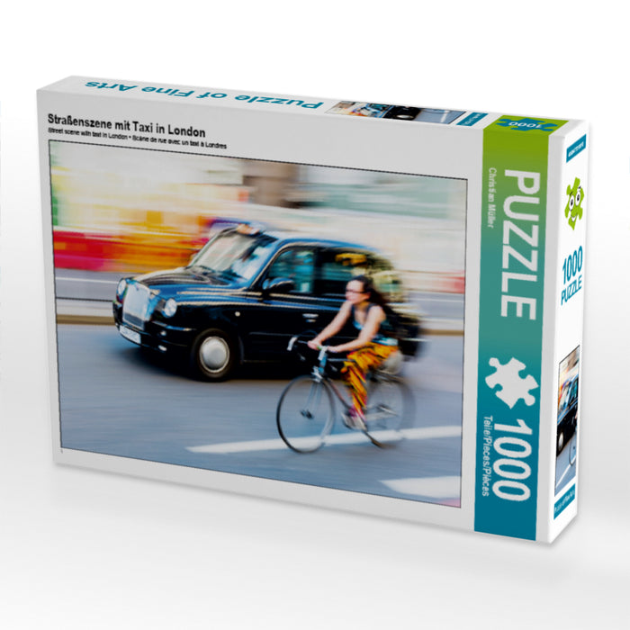 Straßenszene mit Taxi in London 1000 Teile Puzzle quer - CALVENDO Foto-Puzzle'