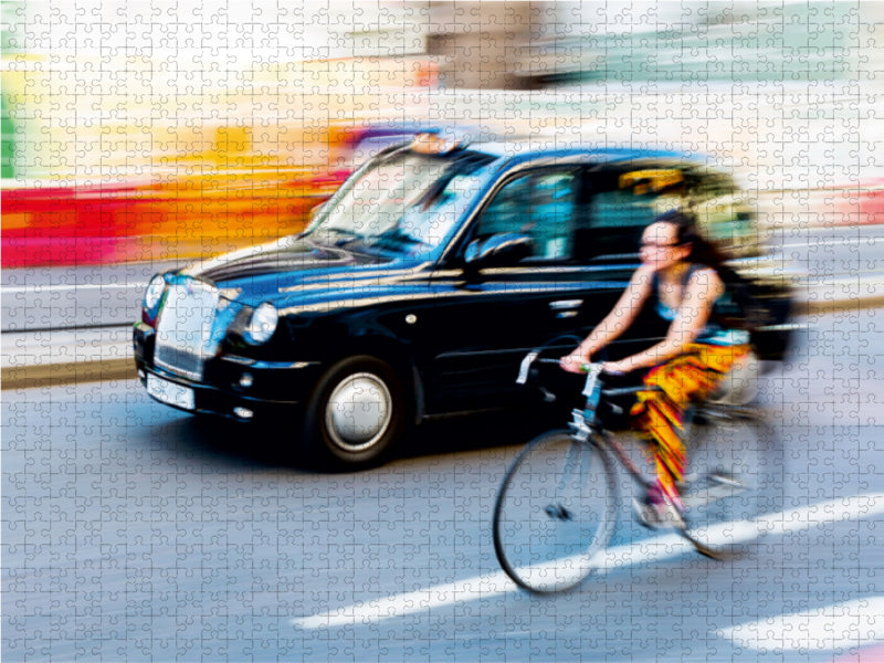 Straßenszene mit Taxi in London 1000 Teile Puzzle quer - CALVENDO Foto-Puzzle'