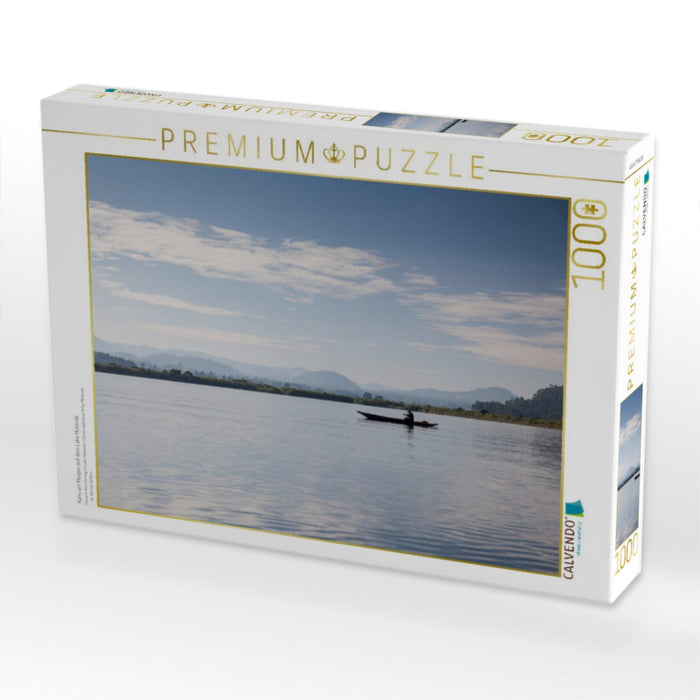 Kanu am Morgen auf dem Lake Mutanda - CALVENDO Foto-Puzzle'