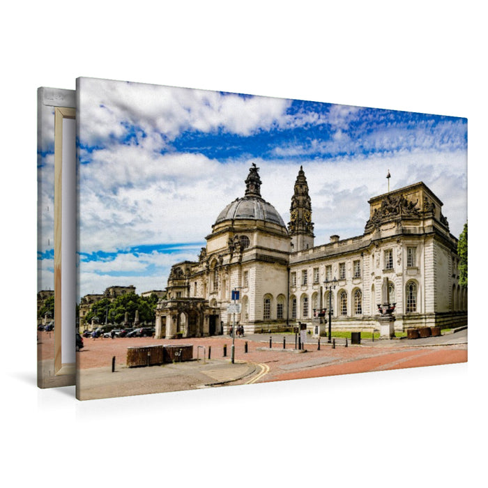 Toile textile premium Toile textile premium 120 cm x 80 cm paysage Cardiff : Hôtel de Ville 