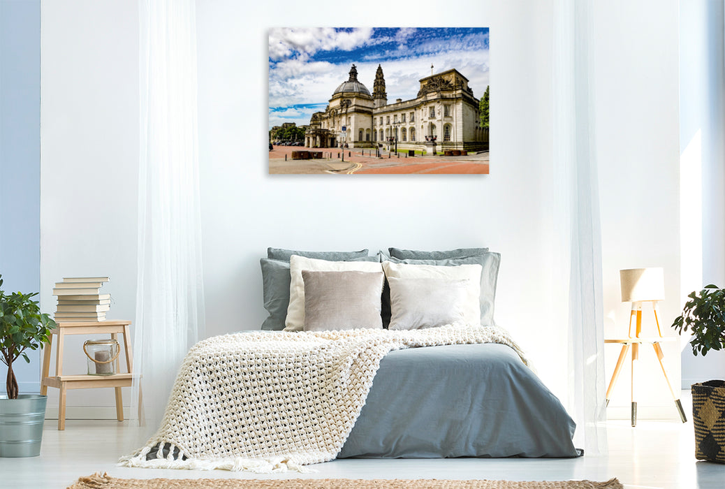 Toile textile premium Toile textile premium 120 cm x 80 cm paysage Cardiff : Hôtel de Ville 