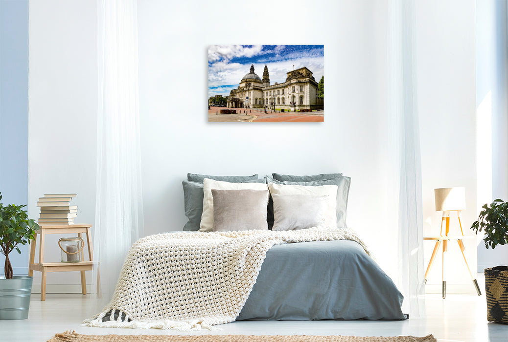 Toile textile premium Toile textile premium 120 cm x 80 cm paysage Cardiff : Hôtel de Ville 