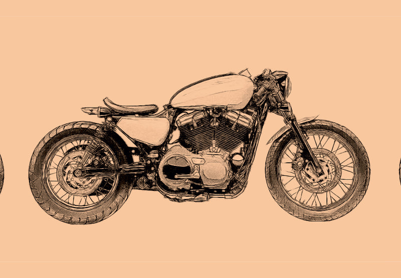 Premium Textil-Leinwand Cafe Racer Twin
