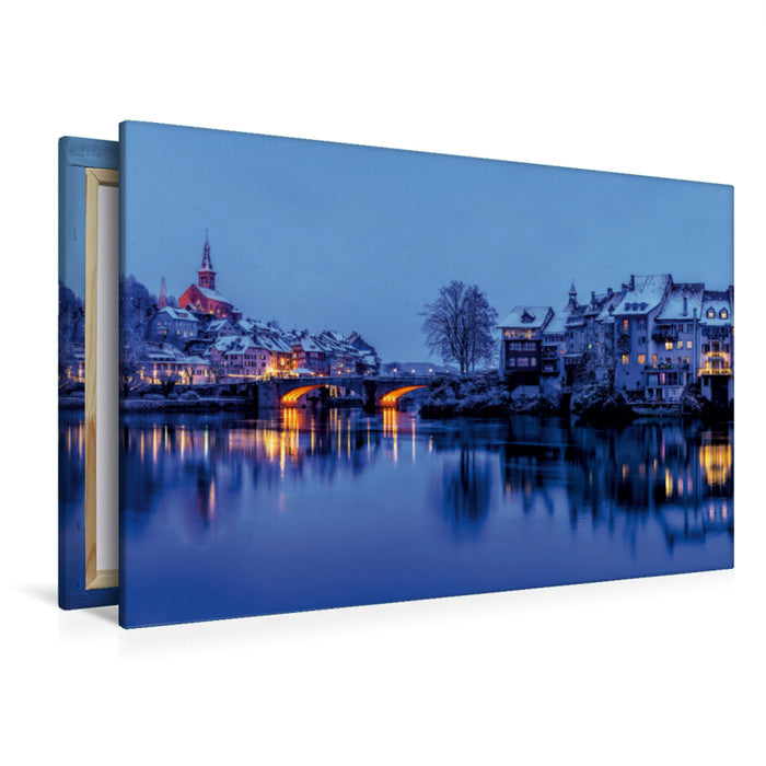Premium Textil-Leinwand Laufenburg im Winter