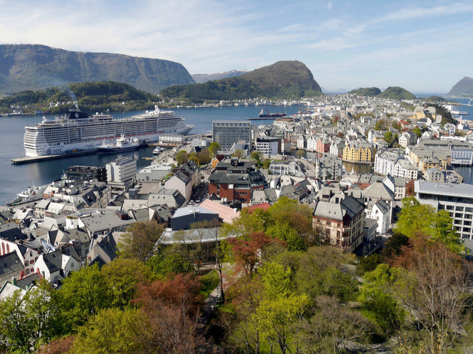 Stadtberg Aksla, Aussichtspunkt in Alesund, mit Blick auf die Stadt - CALVENDO Foto-Puzzle'