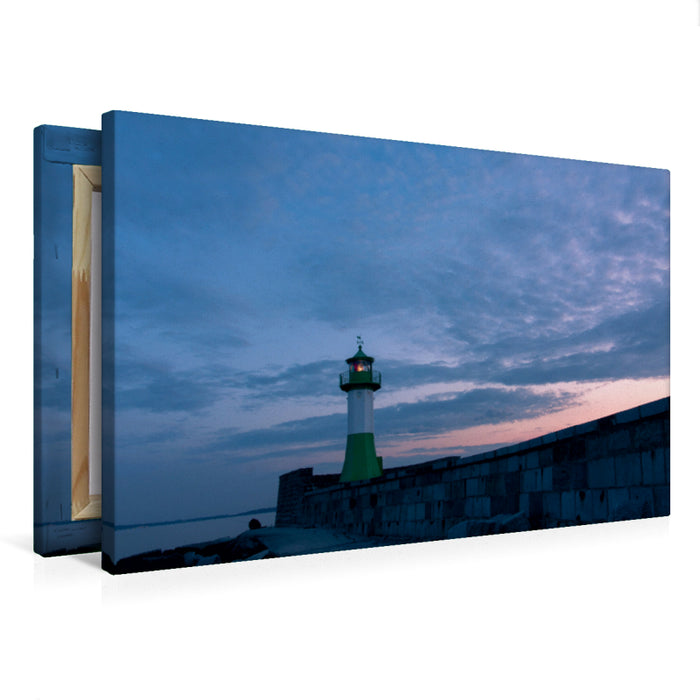 Premium Textil-Leinwand Leuchtturm Sassnitz
