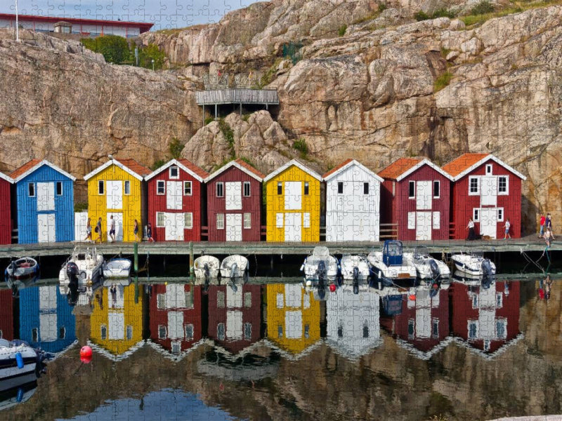 Bunte Fischerhäuschen im schwedischen Smögen - CALVENDO Foto-Puzzle'