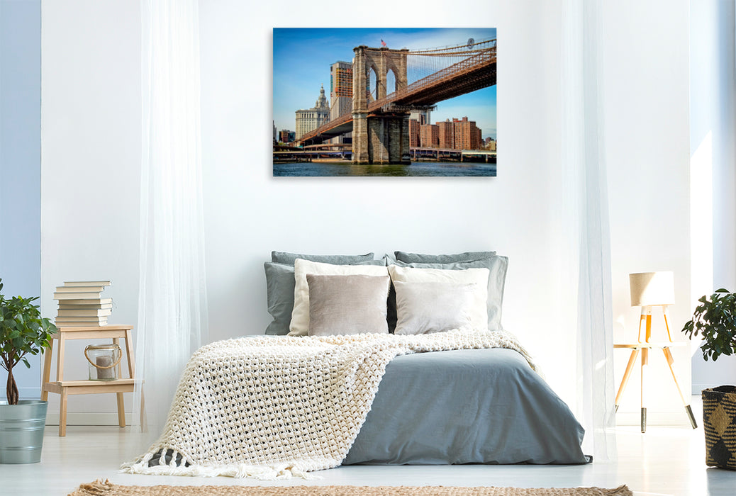 Premium Textil-Leinwand Premium Textil-Leinwand 120 cm x 80 cm quer Brooklyn Bridge - Brücke in eine neue Welt