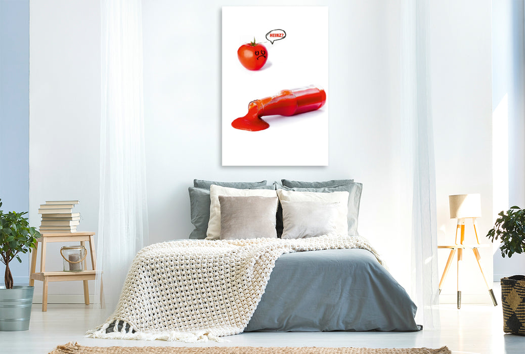 Premium Textil-Leinwand Premium Textil-Leinwand 80 cm x 120 cm  hoch Heinz? - eine Kurzgeschichte über eine traurige Tomate.