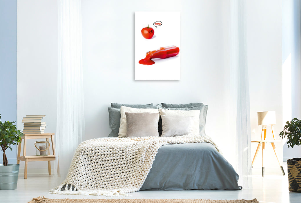 Premium Textil-Leinwand Premium Textil-Leinwand 80 cm x 120 cm  hoch Heinz? - eine Kurzgeschichte über eine traurige Tomate.