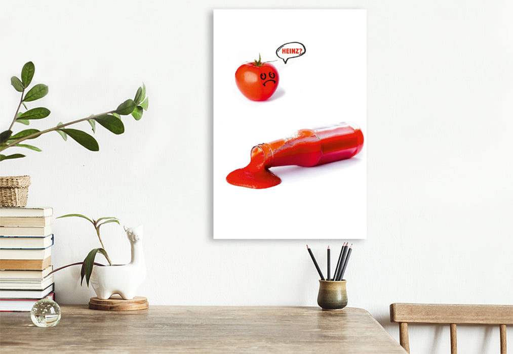 Premium Textil-Leinwand Premium Textil-Leinwand 80 cm x 120 cm  hoch Heinz? - eine Kurzgeschichte über eine traurige Tomate.