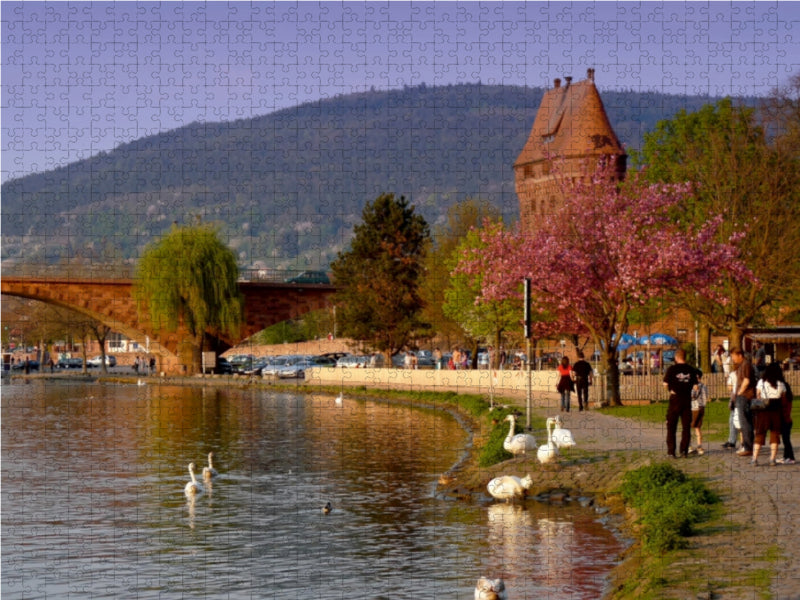 Miltenberg, Uferpromenade im Abendlicht 1000 Teile Puzzle quer - CALVENDO Foto-Puzzle'